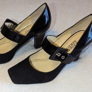 FRANCO SARTO Black Patten Leather & Suede Dress Shoe size